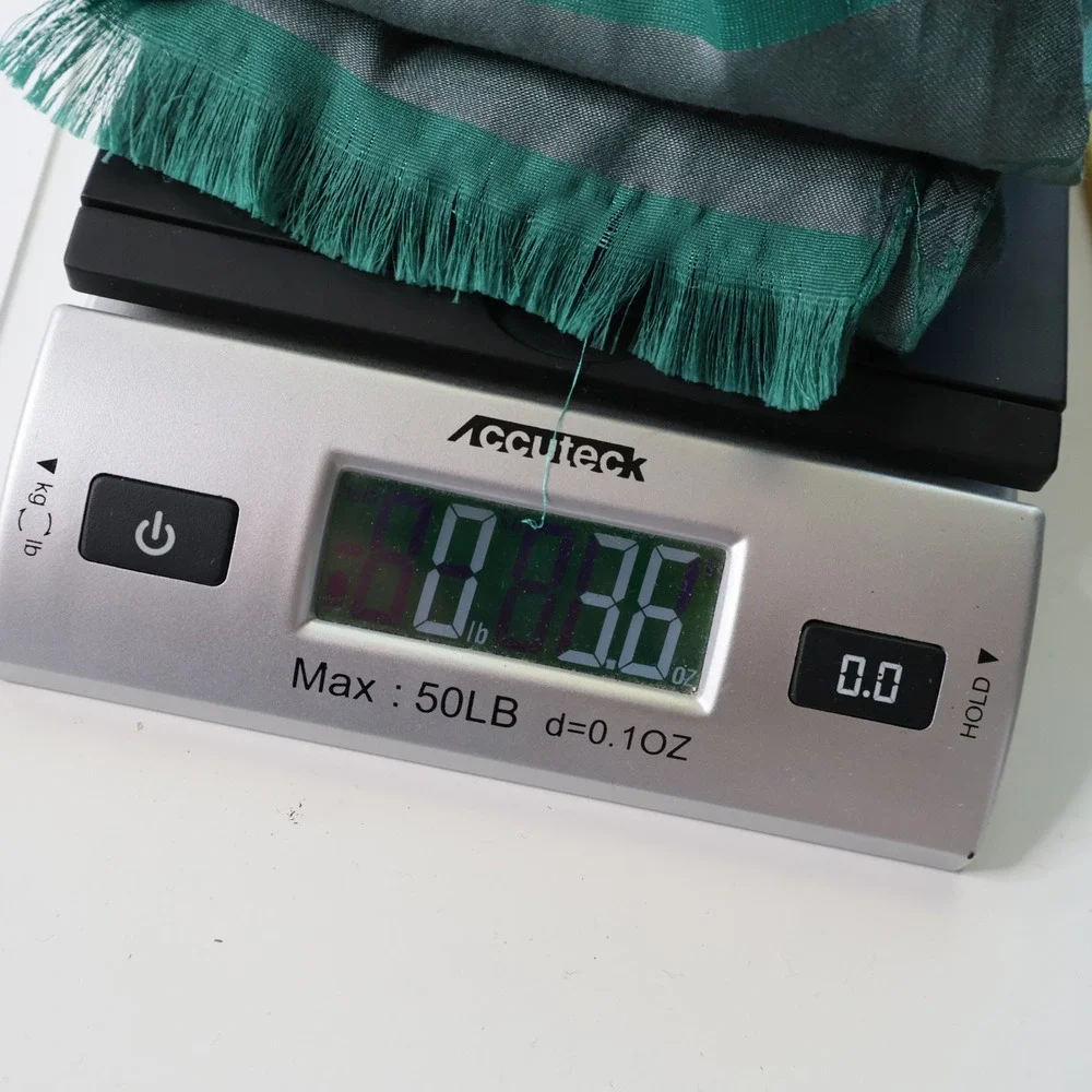 100% Silk Elephant Print Scarf Teal Green Fringed Long Wrap Shawl 70x27
